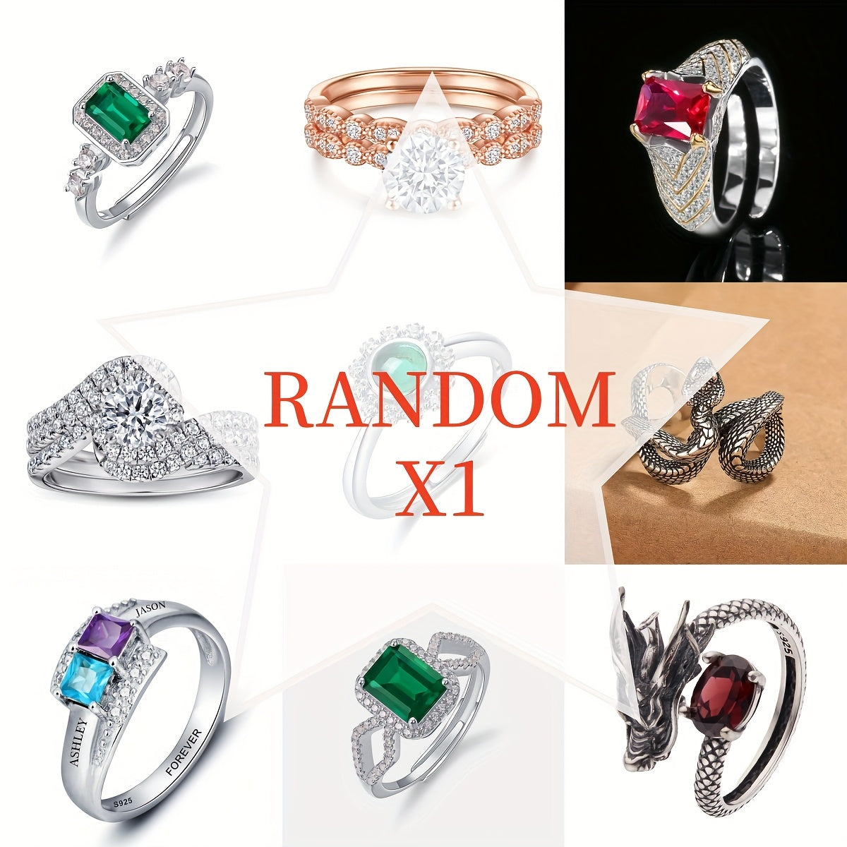 1pc random ladies' ring, fashionable and personalized ladies' ring gifts, perfect holiday party small gifts, suitable for family, friends, birthdays, parties, Christmas, Mother's Day and New Year gifts. The best choice for ladies to give gifts